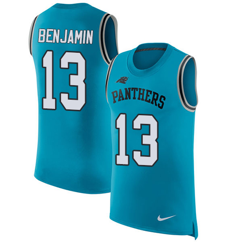 Nike Panthers #13 Kelvin Benjamin Blue Alternate Men's Stitched NFL Limited Rush Tank Top Jersey - Click Image to Close